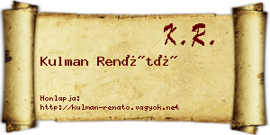 Kulman Renátó névjegykártya